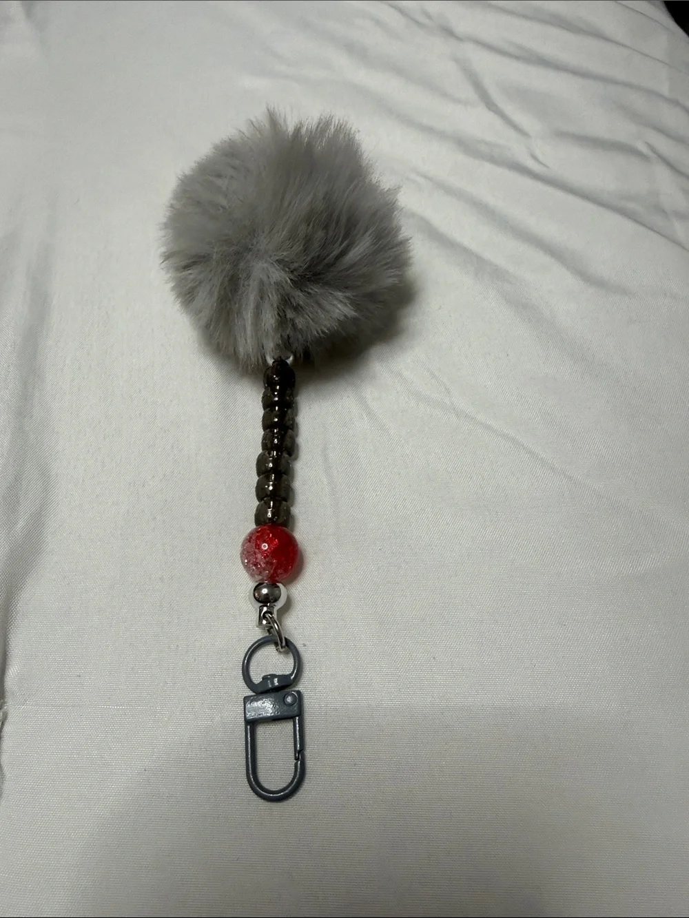 Sets of 4 Pom-Pom Keychain Clip - Green, Gray, Purple, Orange